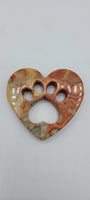 Crazy Lace Agate Paw in Heart Carving