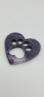 Lepidolite Paw in Heart Carving
