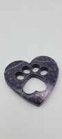 Lepidolite Paw in Heart Carving